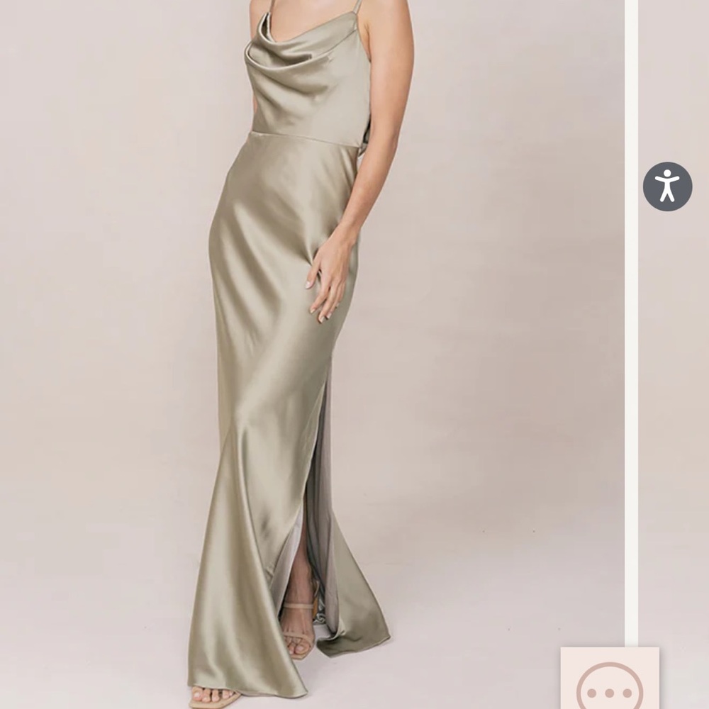 Revelry Nadia Satin Dress in Silver Sage